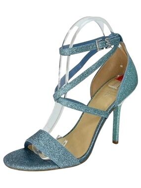 Michael Kors Astrid Blue Glitter Strappy Womens Heels Size 9M NWOB